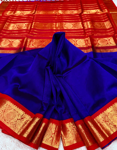 KSC - Double shaded MS Blue with Red Korvai