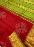 KSC - Red with Green Vaira Oosi Kolam block print