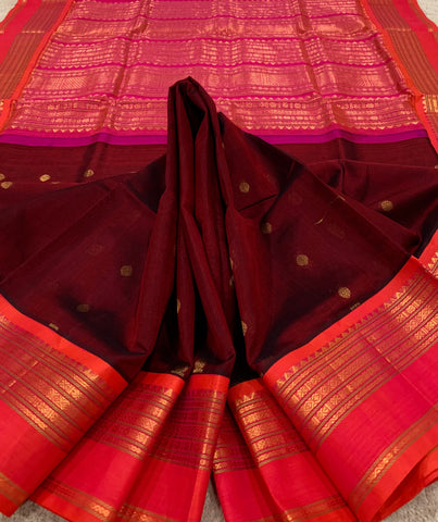 KSC - Double shaded Maroonish Brown with Kangambara Orange