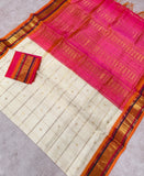 KSC -Ivory with Hot Pink Kattam Korvai