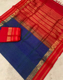 KSC - Double shaded Peacock Blue/Red Kottadi Korvai