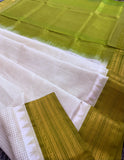KSC - Venn Pattu with Olive Green Kattam Korvai