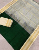 KSC - Deep Emerald Green with Venn Pattu Kattam Korvai