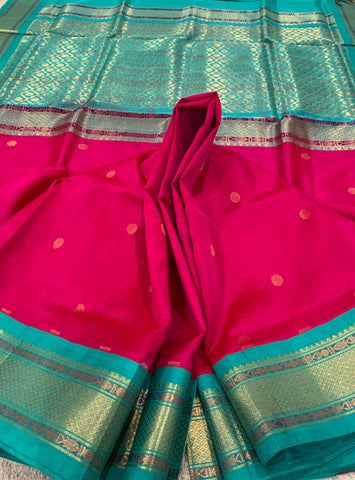 KSC - Pattu Rose with Sea Green Korvai