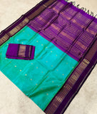 KSC - Double shaded Sea Green with Eggplant Purple Buttis Korvai