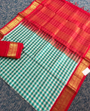KSC - Off White/Green with Red Kattam Korvai