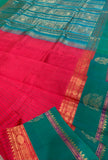 KSC - Double shaded Coral Red with Sea Green Kattam Korvai