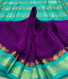 KSC - Double Shaded Kathiripoo with Sea Blue Korvai Muted checks