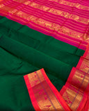 KSC - Emerald Green with Double shaded Orangish Pink Korvai