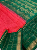 KSC - Kangambara Pinkish Orange with Emerald Green Korvai