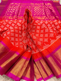 KSC - Deep Fanta Orange with Rani Pink Kolam Korvai
