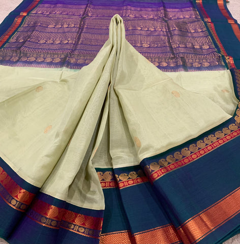 KSC - Pastel Aloe Green with Peacock Green Korvai