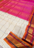 KSC -Ivory with Hot Pink Kattam Korvai