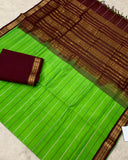 KSC - Parrot Green with Coffee Brown Veldaari Korvai
