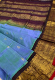 KSC - Double shaded Electric Blue/Coffee Brown Korvai