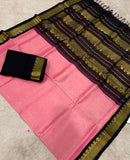 KSC - Double shaded Rosemilk Pink with Black Korvai