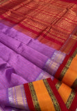 KSC - Double shaded Lavender with Sindhoor Red Kattam Korvai