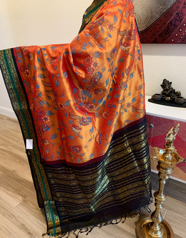 PKSC - Double shaded Kesar Orange/Black Korvai