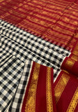 KSC - White/Black with Maroon Kattam Korvai