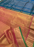 KSC - Triple shaded Pinkish Golden Mustard with Peacock Blue