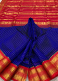 KSC - Double shaded MS Blue with Red Kattam Korvai