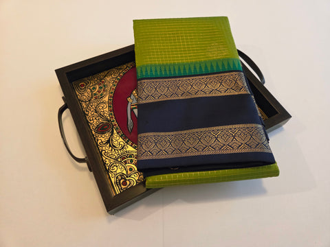 KSS - Jewel Tonned Apple Green/Dark Blue Korvai