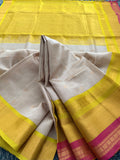 KSC - Double shaded Pastel Grey with Sampangi Yellow Korvai