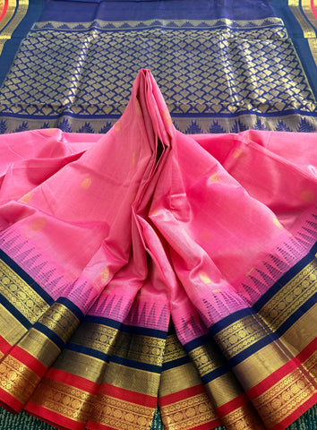 KSC - Rosemilk Pink with Dark Navy Blue Korvai