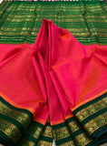 KSC - Double Shaded Peachy Pink with Emerald Green Korvai