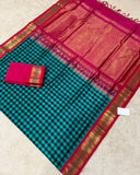 KSC - Rama Green/Black Kattam with Arakku Korvai