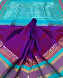 KSC - Double shaded Violetish Magenta with Teal Blue Kattam Korvai