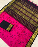 KSC - Pattu Rose/Black Kalamkari Prints Korvai