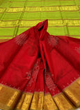 KSC - Red with Green Vaira Oosi Kolam block print