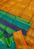 KSC - Parrot Green/Sea Blue/Lavender with Mustard Yellow Korvai