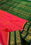 KSC - Double Shaded Peachy Pink with Emerald Green Korvai