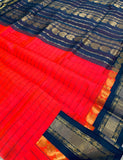 KSC - Double shaded Kangambara Orange with Slate Grey Kattam Korvai