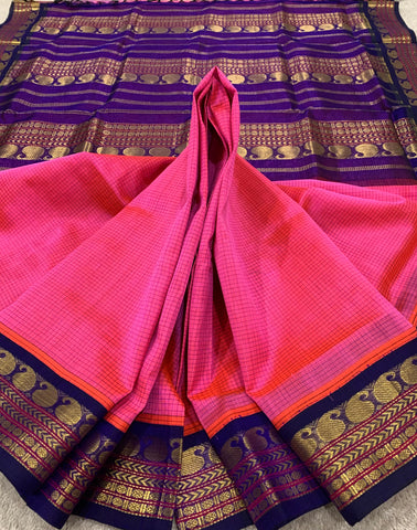 KSC - Cotton Candy Pink with Violet Kattam Korvai