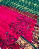 KSC -   Double shaded Panneer Rose with Green Kalamkari Prints