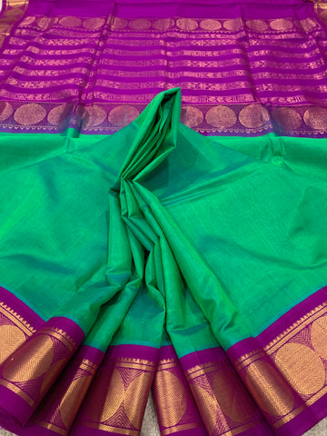 KSC - Double shaded Sea Green with Magenta korvai