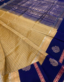 KSC - Double shaded Golden Sandalwood Beige with Midnight Blue Kattam Korvai