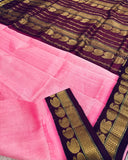 KSC - Double shaded Baby Pink with Coffee Brown Korvai
