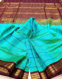 KSC - Double shaded Seafoam Green with Coffee Brown Veldari Korvai
