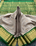 KSC - Double shaded Pastel Grey with Emerald Green Korvai