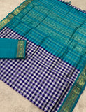 KSC - Violet/White Kattam with Sea Green Korvai