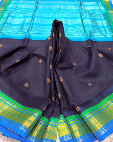 KSC - Deep Nagapazham with Teal Blue Korvai
