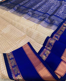 KSC - Off White/MS Blue Korvai Kottadi