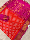 KSC - Deep Fanta Orange with Rani Pink Kolam Korvai