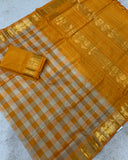 KSC - Beige/Orange Kalyanam Checks