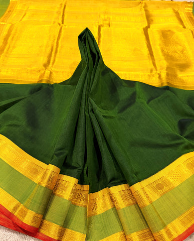 KSC - Double shaded Kanchana Green with Yellow Korvai