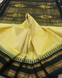 KSC - Pastel Buttercream Yellow with Black Kattam Korvai